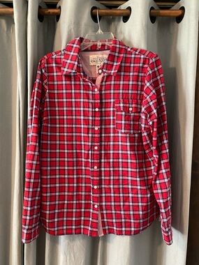 girl krazy Lightweight Red Plaid Boyfriend Shirt, Women’s Size XL